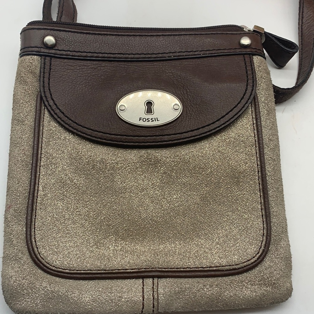Fossil brown Leather Gold Crossbody. FP7271